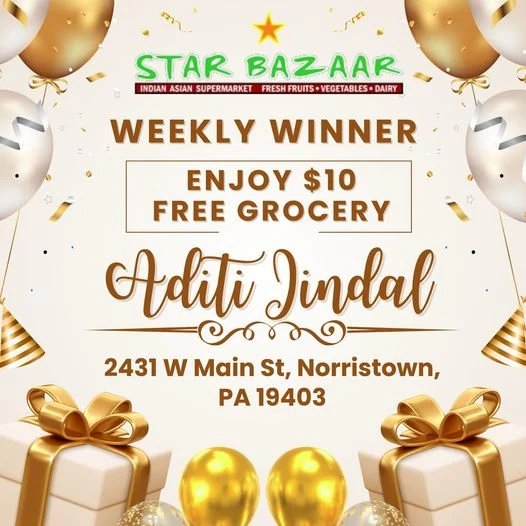 Lucky Coupon Winner - Star Bazaar Norristown, PA